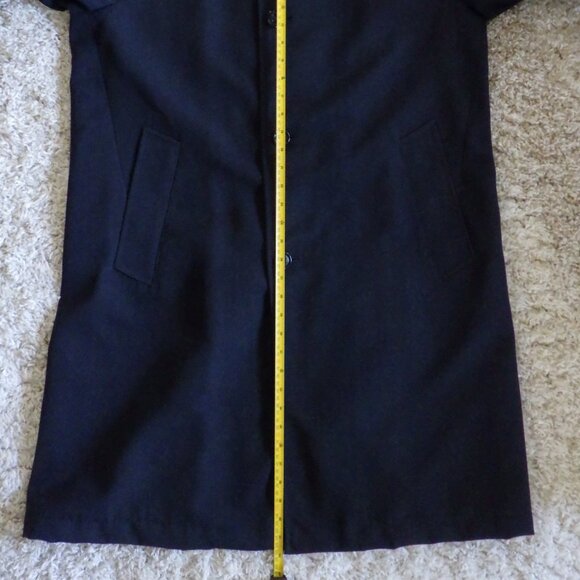 Vintage London Fog Trench Coat Men's 42 T/L Navy Blue 100% Wool Jacket Formal - Picture 10 of 12